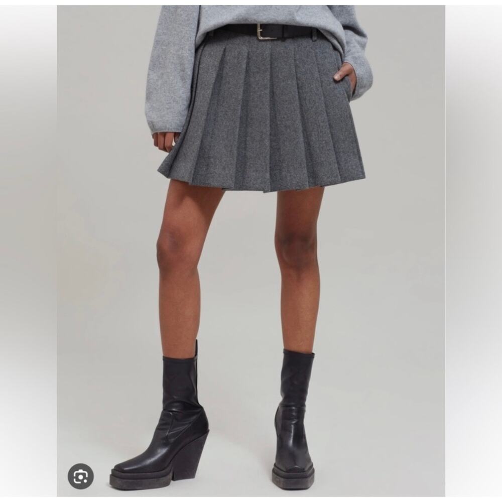 The Frankie Shop Blossom Tokyo Wool Pleated Mini Skort Grey Size S